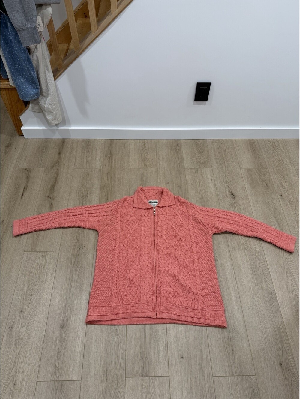 Aran Crafts Cardigan Sweater Womens XXL 2XL Pink Merino Wool Full Zip Ireland